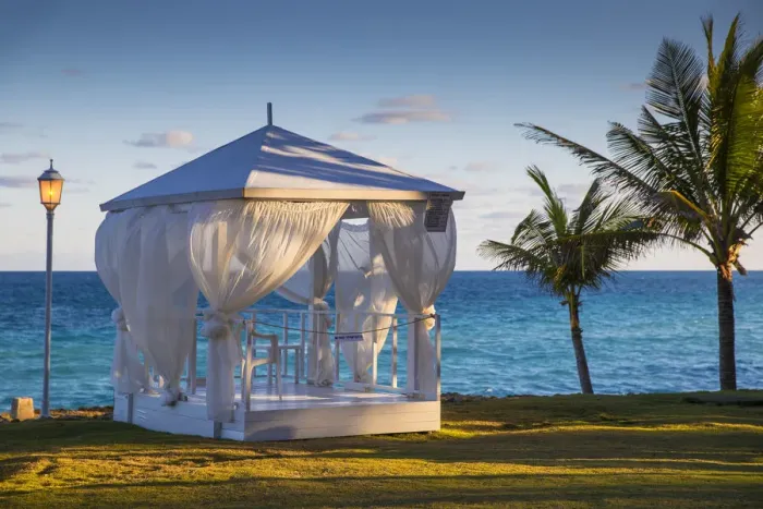 Framed Print : Cuba, Varadero, Massage gazebo in garden of Melia Varadero Hotel