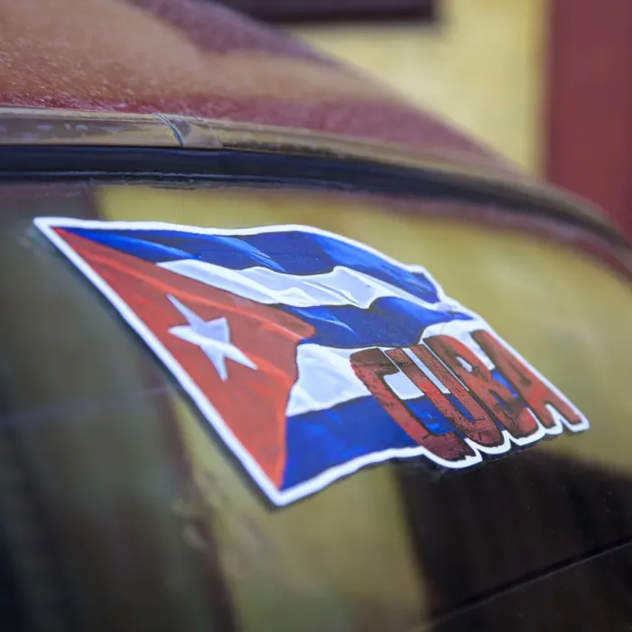 Framed Print : Cuban flag on car windscreen, Havana, Cuba Framed Print : Cuban flag on car windscreen, Havana, Cuba