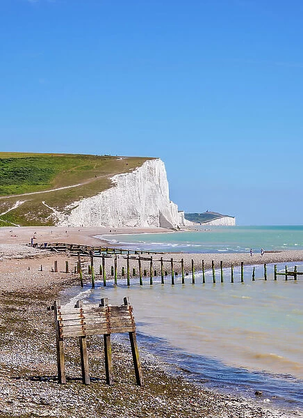 Cuckmere Haven Beach and Seven Sisters Cliffs, East Sussex, England, United Kingdom