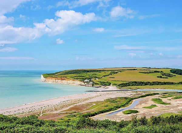 Cuckmere Haven, elevated view, East Sussex, England, United Kingdom