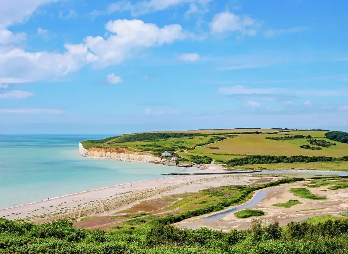 Framed Print : Cuckmere Haven, elevated view, East Sussex, England, United Kingdom Framed Print : Cuckmere Haven, elevated view, East Sussex, England, United Kingdom