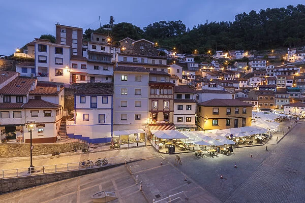 Cudillero, Asturias, Spain. View of the village at evening
