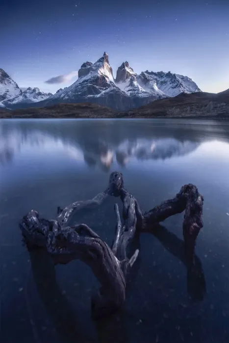 Framed Print : Cuernos del Paine at dusk in autumn, Torres del Paine National Park, Patagonia, Chile Framed Print : Cuernos del Paine at dusk in autumn, Torres del Paine National Park, Patagonia, Chile