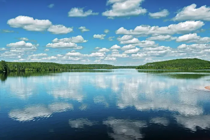 Framed Print : cumulus clouds reflected in Kenogamisis Lake Geraldton, Ontario, Canada Framed Print : cumulus clouds reflected in Kenogamisis Lake Geraldton, Ontario, Canada