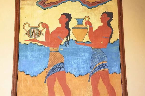 Cup-Bearer Fresco In The South Propylon, The Minoan Palace Of Knossos, Knossos, Heraklion