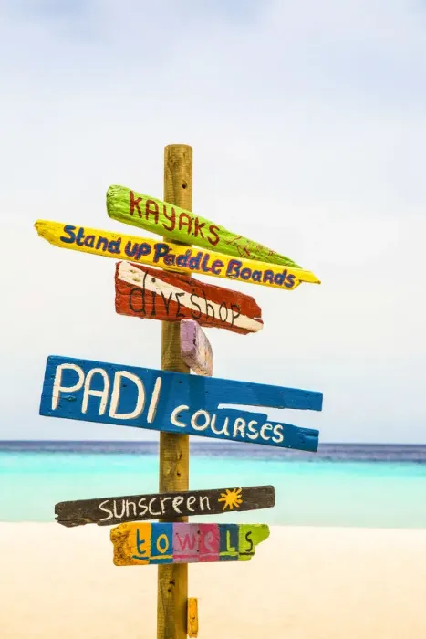 Framed Print : Curacao, Cas Abou Beach, Sign Framed Print : Curacao, Cas Abou Beach, Sign