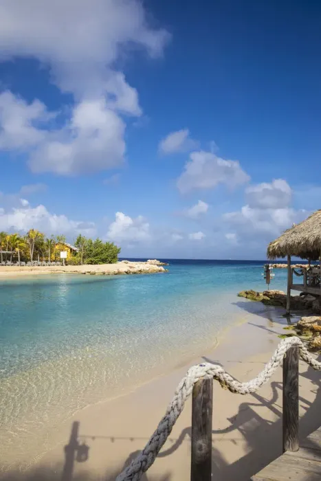 Framed Print : Curacao, Willemstad, Hemingway Beach beach bar and grill and Seaquarium beach, also
