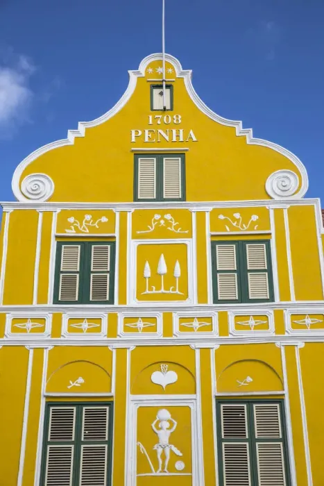 Framed Print : Curacao, Willemstad, Punda, The Penha building - a former merchants house built in 1708 Framed Print : Curacao, Willemstad, Punda, The Penha building - a former merchants house built in 1708