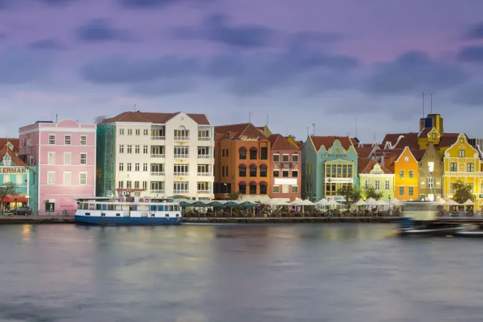Framed Print : Curacao, Willemstad, View of St Anna Bay, looking towards the Dutch colonial buildings Framed Print : Curacao, Willemstad, View of St Anna Bay, looking towards the Dutch colonial buildings