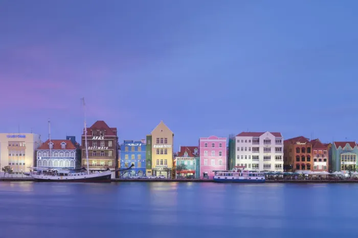 Framed Print : Curacao, Willemstad, View of St Anna Bay, looking towards the Dutch colonial buildings Framed Print : Curacao, Willemstad, View of St Anna Bay, looking towards the Dutch colonial buildings