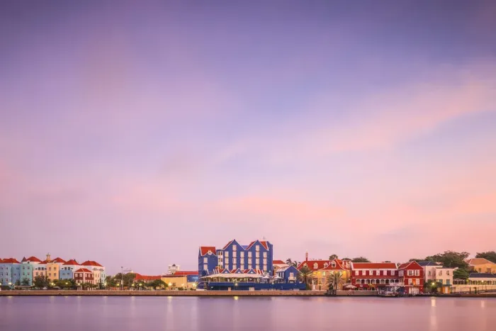 Framed Print : Curacao, Willemstad, View across St Anna Bay looking towards Otrobanda