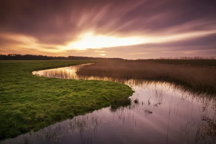 Framed Print : Curvy Dyke at Sunrise, Herringfleet, Suffolk, England Framed Print : Curvy Dyke at Sunrise, Herringfleet, Suffolk, England