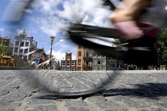 Framed Print : Cyclist, Amsterdam, the Netherlands Framed Print : Cyclist, Amsterdam, the Netherlands