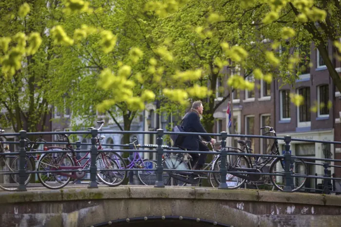 Framed Print : Cyclist, Amsterdam, Netherlands Framed Print : Cyclist, Amsterdam, Netherlands