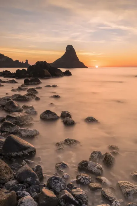 Framed Print : Cyclops stacks in Aci Trezza at sunrise, Catania Province, Sicily, Italy Framed Print : Cyclops stacks in Aci Trezza at sunrise, Catania Province, Sicily, Italy