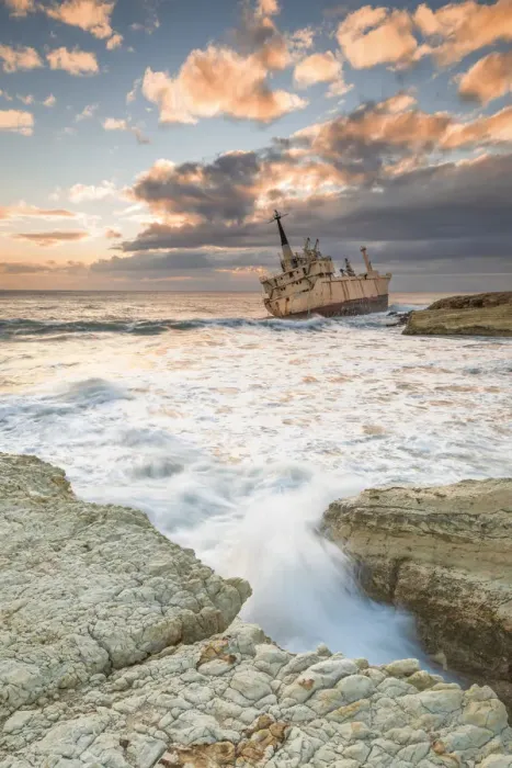 Framed Print : Cyprus, Paphos, Coral Bay, the shipwreck of Edro III at sunset Framed Print : Cyprus, Paphos, Coral Bay, the shipwreck of Edro III at sunset