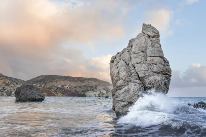 Framed Print : Cyprus, Paphos, Petra tou Romiou also known as Aphrodite‚Aos Rock at sunset Framed Print : Cyprus, Paphos, Petra tou Romiou also known as Aphrodite‚Aos Rock at sunset