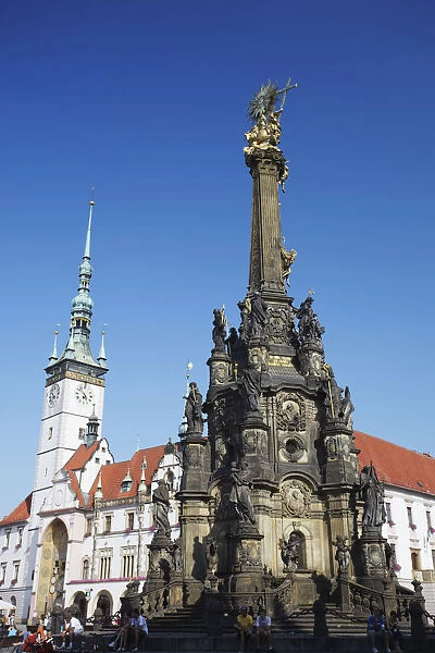 Czech Republic, Moravia, Olomouc, Town Hall And Holy Trinity Column (UNESCO World