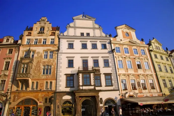 Framed Print : Czech Republic, Prague; Houses in the Old Town Square, Staromestke Namesti Framed Print : Czech Republic, Prague; Houses in the Old Town Square, Staromestke Namesti