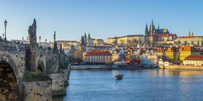 Framed Print : Czech Republic, Prague, Mala Strana and Prague Castle, Charles Bridge across River Framed Print : Czech Republic, Prague, Mala Strana and Prague Castle, Charles Bridge across River