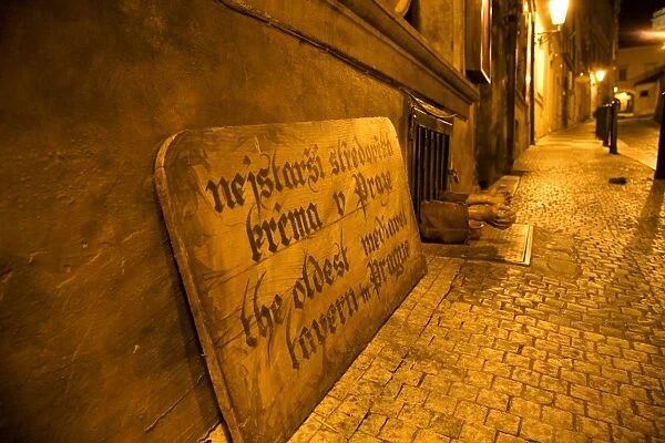 Czech Republic, Prague; Outside one of the oldest taverns of the city