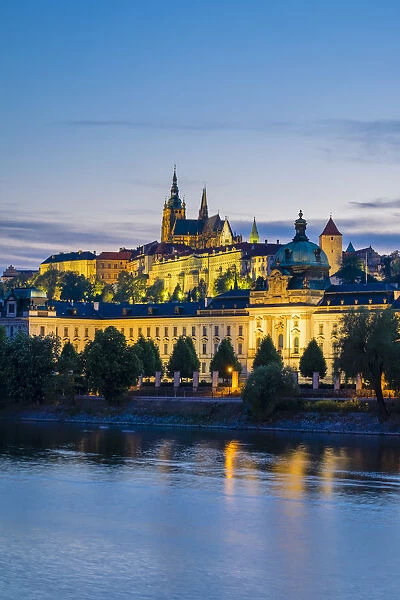 Czech Republic, Prague. Prague Castle (Prazsky Hrad) and Straka Academy (Strakova