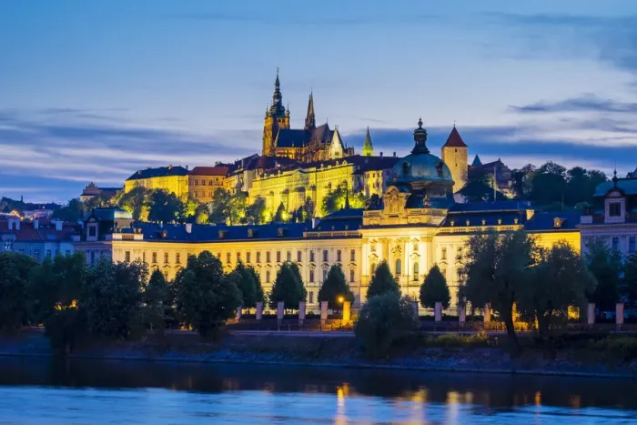Framed Print : Czech Republic, Prague. Prague Castle (Prazsky Hrad) and Straka Academy (Strakova Framed Print : Czech Republic, Prague. Prague Castle (Prazsky Hrad) and Straka Academy (Strakova