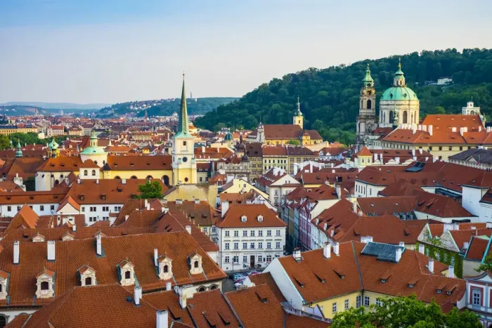 Framed Print : Czech Republic, Prague. Rooftops of buildings in Mala Strana from Prague Castle Framed Print : Czech Republic, Prague. Rooftops of buildings in Mala Strana from Prague Castle