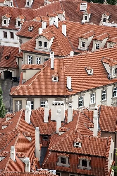 Czech Republic, Prague. Rooftops seen from Prague Castle