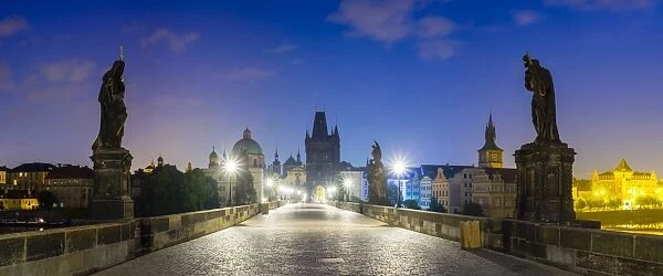 Czech Republic, Prague, Stare Mesto (Old Town). Charles Bridge at dawn