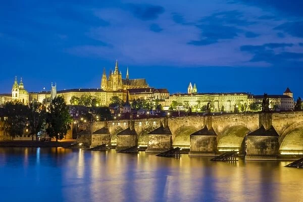 Czech Republic, Prague, Stare Mesto (Old Town). Charles Bridge and Prague Castle