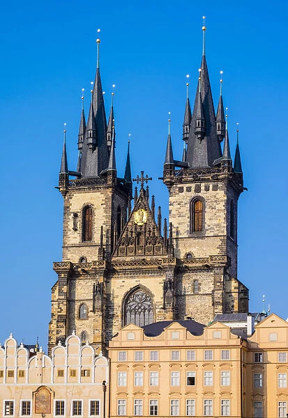 Czech Republic, Prague, Stare Mesto (Old Town). Tyn Cathedral on Staromestske namesti