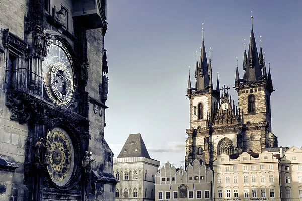 Czech Republic, Prague, Stare Mesto (Old Town), astronomical clock and Church of our
