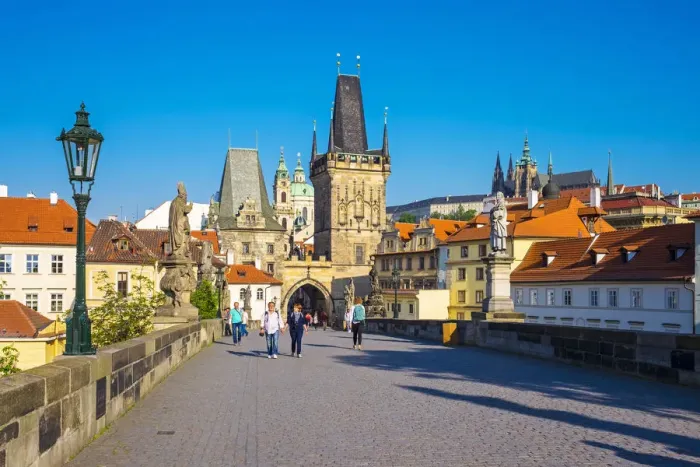 Framed Print : Czech Republic, Prague. View of Charles Bridge, Lesser Town Bridge Tower and buildings Framed Print : Czech Republic, Prague. View of Charles Bridge, Lesser Town Bridge Tower and buildings