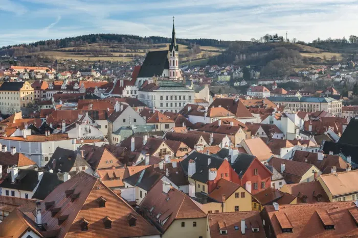 Framed Print : Czech Republic, South Bohemia, Cesky Krumlov, Clouds above town Framed Print : Czech Republic, South Bohemia, Cesky Krumlov, Clouds above town