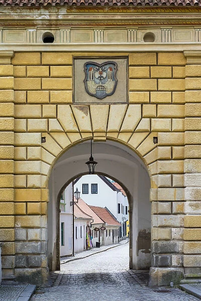 Czech Republic, South Bohemian Region, Cesky Krumlov. City gate, entrance to old town