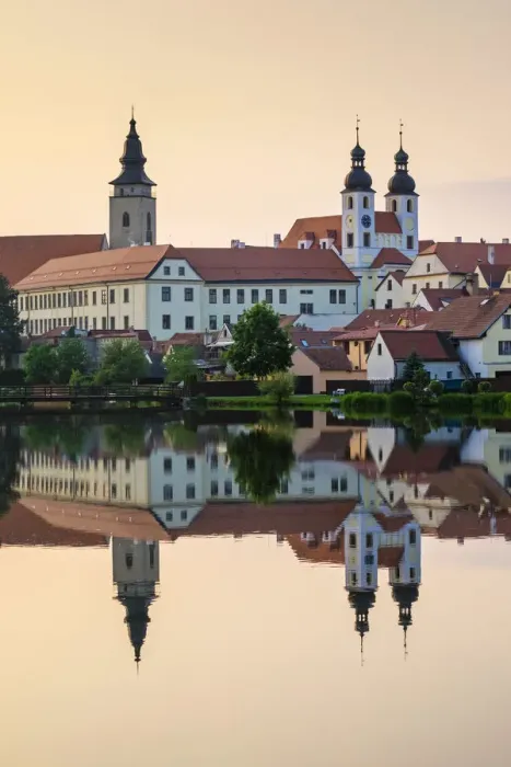 Framed Print : Czech Republic, Vysocina Region, Telc. View of town and Church of The Name of Jesus Framed Print : Czech Republic, Vysocina Region, Telc. View of town and Church of The Name of Jesus