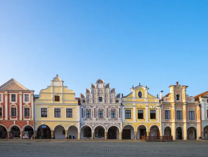 Framed Print : Czech Republic, Vysocina Region, Telc. Facades of Renaissance and Baroque houses Framed Print : Czech Republic, Vysocina Region, Telc. Facades of Renaissance and Baroque houses