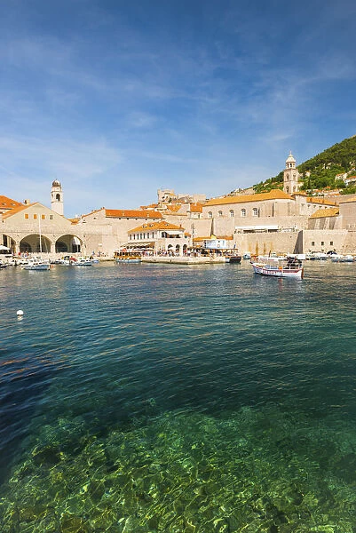 Dalmatia, Croatia, Dubrovnik. View over the old town harbour