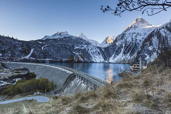 Dam and Lago di Morasco with majestic mountains in background, Val Formazza