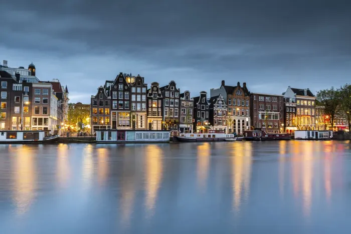 Framed Print : Dancing Houses, Amstel, Amsterdam, Netherlands Framed Print : Dancing Houses, Amstel, Amsterdam, Netherlands