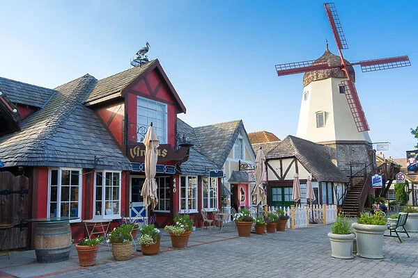 A Danish-inspired windmill in Solvang, Santa Ynez Valley, Santa Barbara County, California