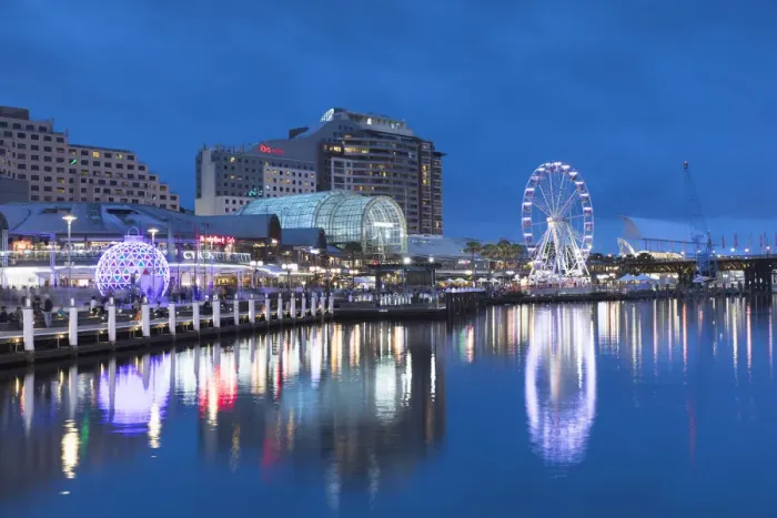 Framed Print : Darling Harbour at dusk, Sydney, New South Wales, Australia