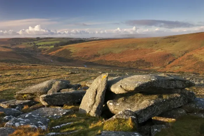 Framed Print : Dartmoor moorland vista from Littaford Tor near Two Bridges, Dartmoor, Devon, England Framed Print : Dartmoor moorland vista from Littaford Tor near Two Bridges, Dartmoor, Devon, England