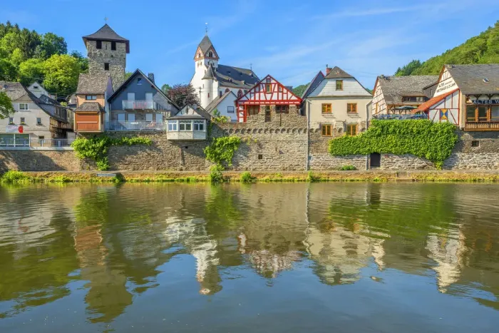 Framed Print : Dausenau with river Lahn, Rhineland-Palatine, Germany, Europe Framed Print : Dausenau with river Lahn, Rhineland-Palatine, Germany, Europe