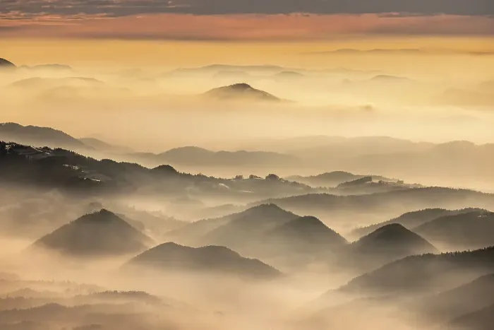 Framed Print : Dawn over the foothills of the Kamnik Savinja Alps from Kravavec, Slovenia Framed Print : Dawn over the foothills of the Kamnik Savinja Alps from Kravavec, Slovenia