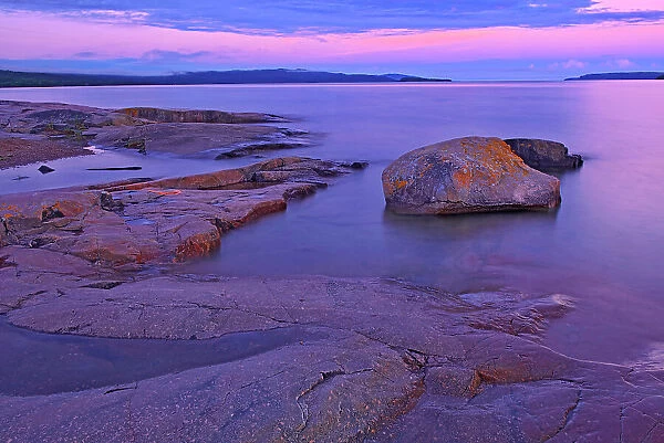 Dawn on Lake Superior shoreline Rossport, Ontario, Canada