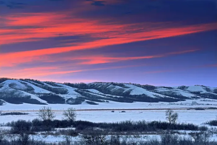 Framed Print : Dawn light on the hills of the Qu Appelle Valley in winter near Craven Saskatchewan, Canada Framed Print : Dawn light on the hills of the Qu Appelle Valley in winter near Craven Saskatchewan, Canada
