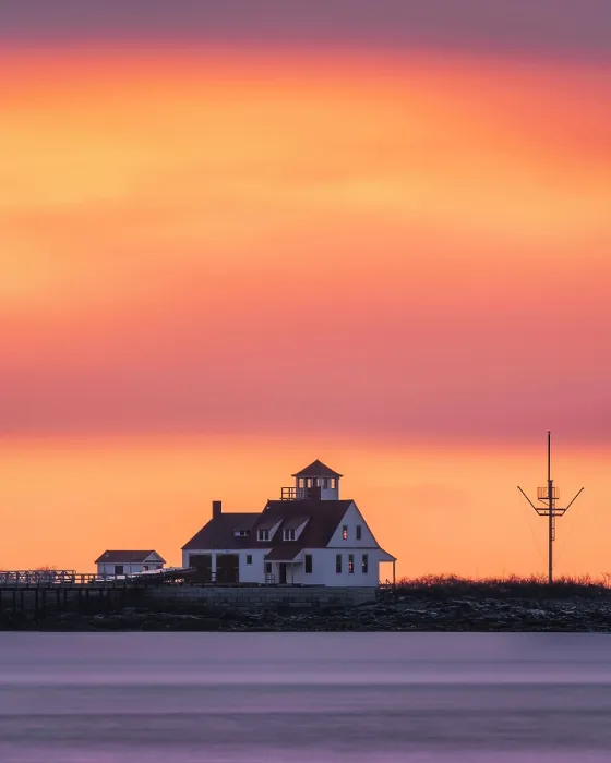 Framed Print : Dawn light over Wood Island Lifesaving Station, Kittery Point, Maine, USA Framed Print : Dawn light over Wood Island Lifesaving Station, Kittery Point, Maine, USA