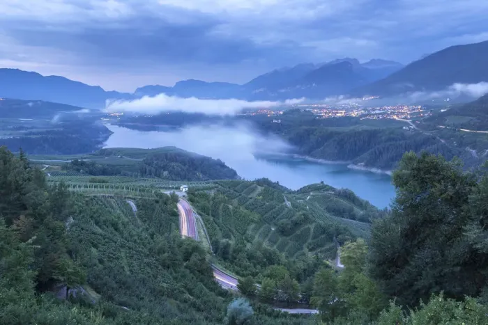 Framed Print : Dawn on Santa Giustina lake, Non valley, Trento province, Trentino Alto Adige, Italy, Europe